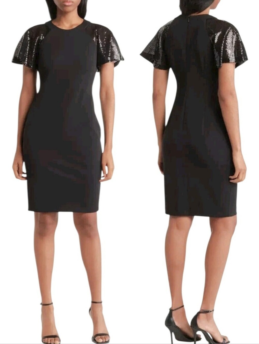 Calvin Klein Sequin Flutter Sleeve Sheath Dress